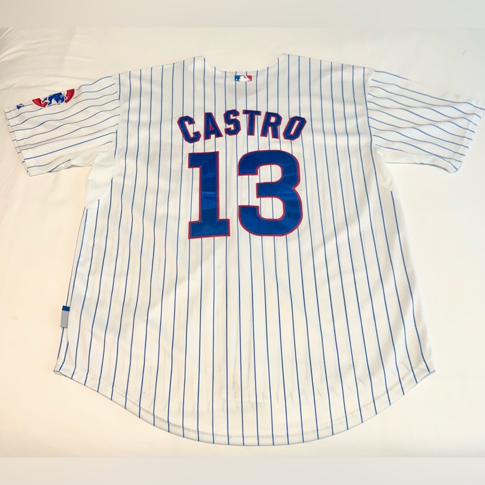Starlin Castro #13 Chicago Cubs MLB NWT Striped White Jersey 56